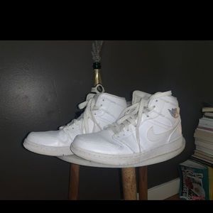 All white Air Jordan Mids